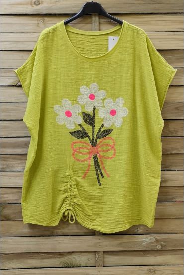 LARGE SIZE T-SHIRT FLOWERS 0700 ANISEED GREEN