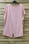 T-SHIRT LEINEN GEDRUCKT 0701 ROSA