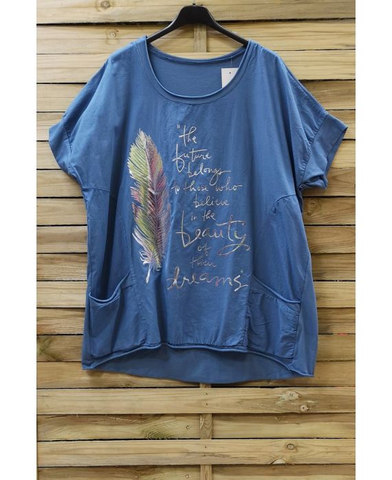 T-SHIRT GESCHNITTEN BEFLOCKUNG 0699 BLAU