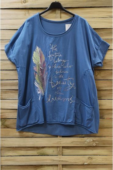 T-SHIRT GESCHNITTEN BEFLOCKUNG 0699 BLAU