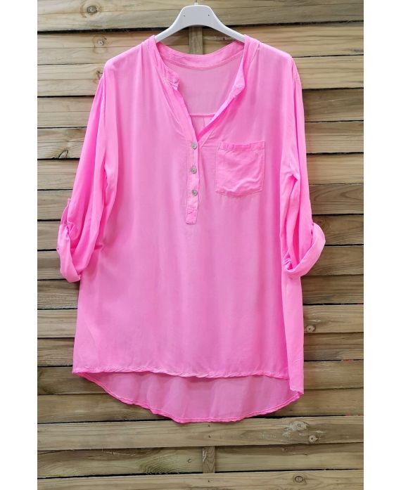 BLUSA EFECTO DELAVE 0662 DE NEÓN DE COLOR ROSA