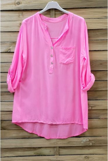 BLUSA EFECTO DELAVE 0662 DE NEÓN DE COLOR ROSA