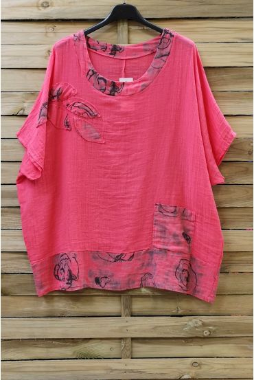 TUNIC BAGGY LINEN 0696 CORAL