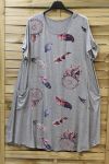 LARGE SIZE DRESS 2 POCKETS 0721 GRAY