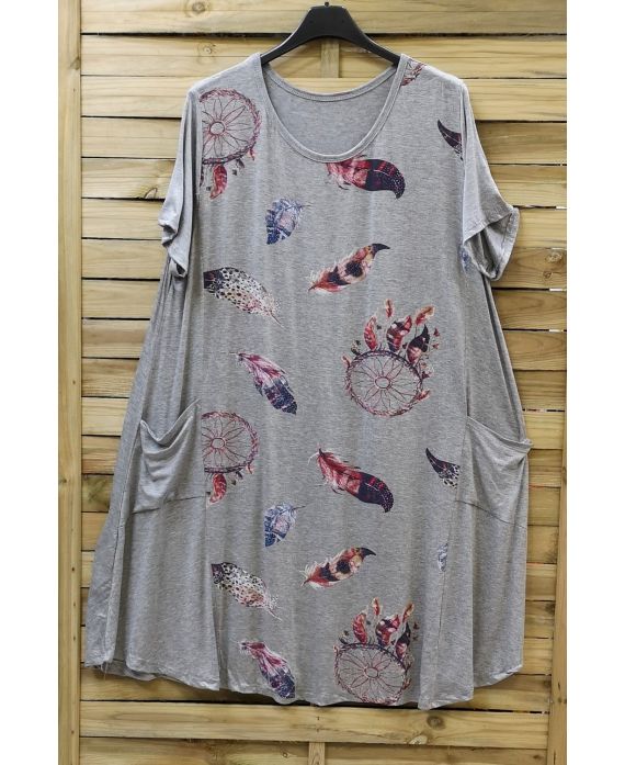 LARGE SIZE DRESS 2 POCKETS 0721 GRAY