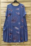 LARGE SIZE DRESS 2 POCKETS 0721-BLUE