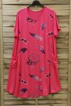 LARGE SIZE DRESS 2 POCKETS 0721 CORAL