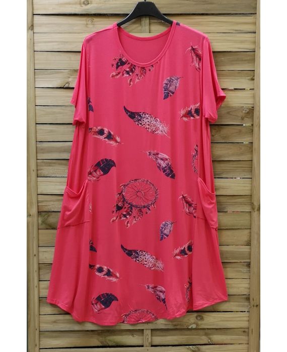 LARGE SIZE DRESS 2 POCKETS 0721 CORAL