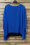 LARGE SIZE TUNIC SUPERPOSEE + NECKLACE 0722 ROYAL BLUE