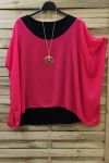 GRANDE TAILLE TUNIQUE SUPERPOSEE + COLLIER 0722 FUSHIA