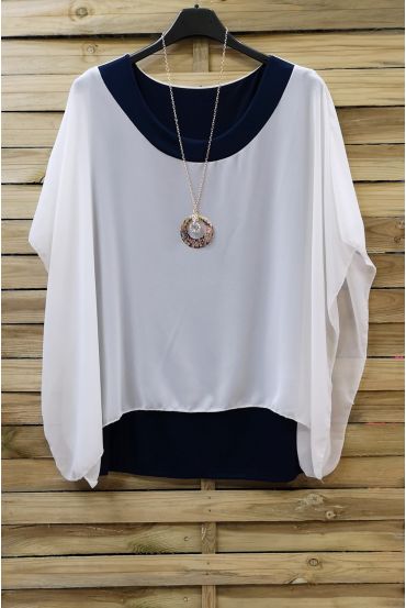 LARGE SIZE TUNIC SUPERPOSEE + NECKLACE 0722 WHITE