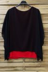 LARGE SIZE TUNIC SUPERPOSEE + NECKLACE 0722 BLACK