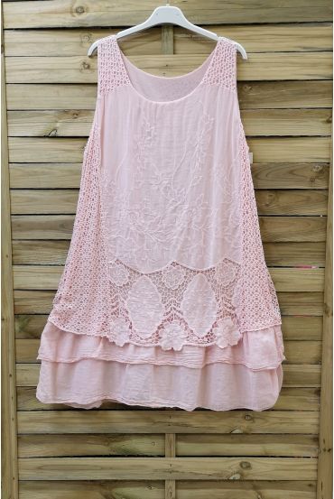 ROBE TUNIQUE DENTELLE 0707 ROSE