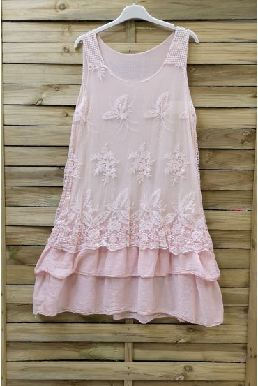 ROBE TUNIQUE DENTELLE 0708 ROSE