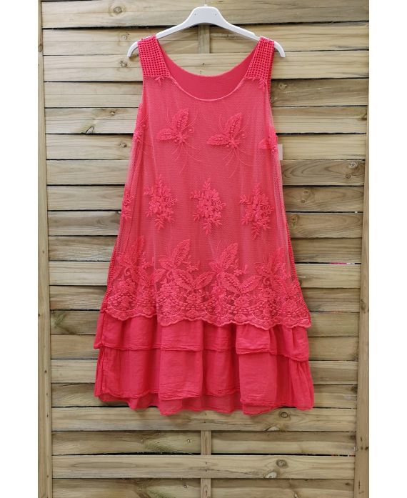 ROBE TUNIQUE DENTELLE 0708 CORAIL