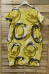 LINEN DRESS 2 POCKETS 0711 YELLOW