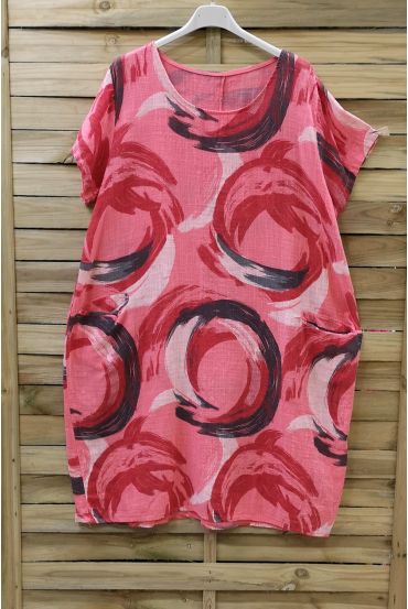 ROBE EN LIN 2 POCHES 0711 CORAIL