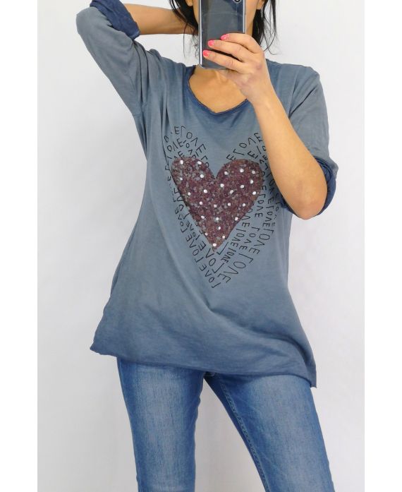 T-SHIRT CORAZÓN 0728 AZUL