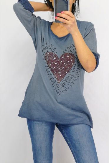 T-SHIRT CUORE 0728 BLU