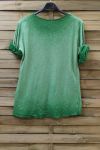 T-SHIRT CŒUR EFFET DELAVE 0728 VERT