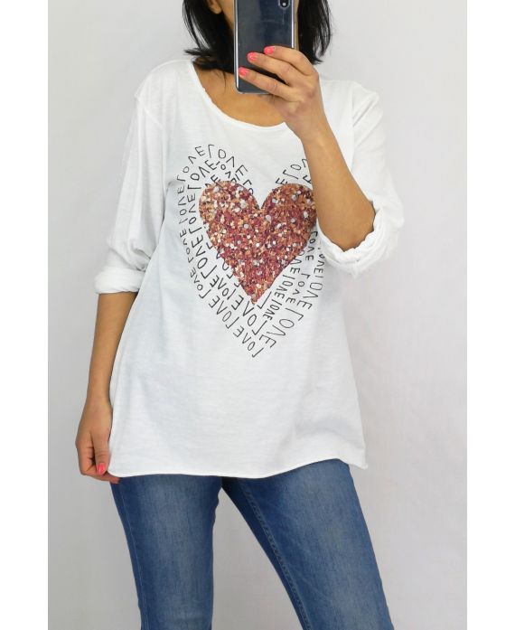 T-SHIRT CORAZÓN 0728 BLANCO