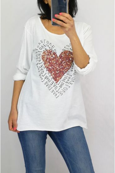 T-SHIRT HART 0728 WIT