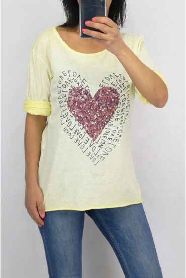 T-SHIRT CORAZÓN 0728 AMARILLO