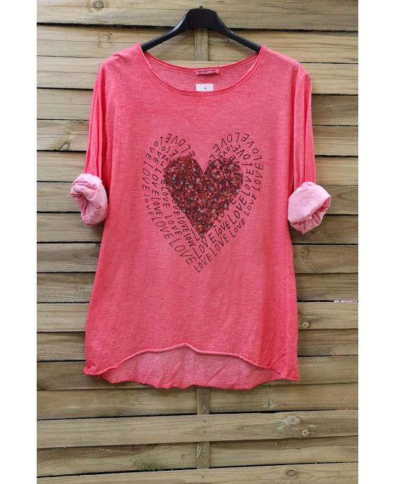 T-SHIRT CORAZÓN 0728 CORAL