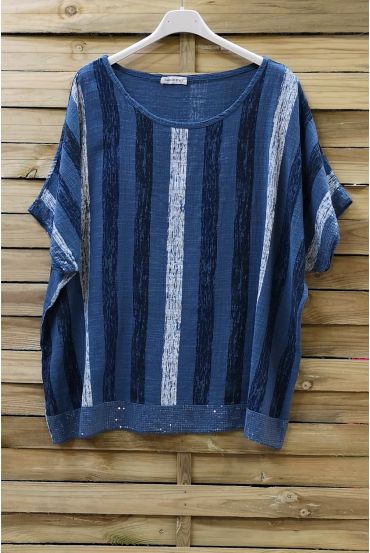 TOP LINNEN BAND AFGEZETTE BREDE 0713 NAVY BLAUW