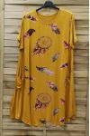 GRANDE TAILLE ROBE 2 POCHES 0721 JAUNE