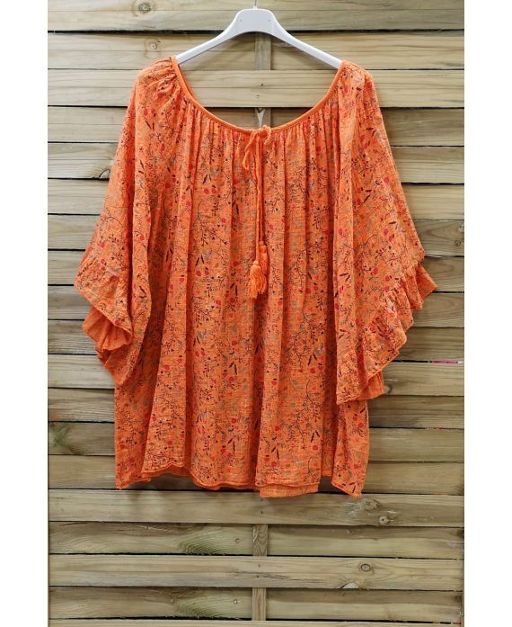 TUNIC IN LINEN OVERSIZE 0715 ORANGE