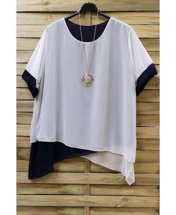 GRANDE TAILLE TUNIQUE + COLLIER 0717 BLANC