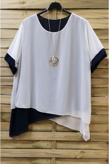 GRANDE TAILLE TUNIQUE + COLLIER 0717 BLANC