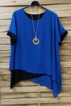 GRANDE TAILLE TUNIQUE + COLLIER 0717 BLEU ROYAL