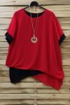 GRANDE TAILLE TUNIQUE + COLLIER 0717 ROUGE