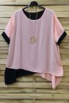 LARGE SIZE TUNIC + NECKLACE 0717 PINK