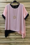 GRANDE TAILLE TUNIQUE + COLLIER 0717 ROSE