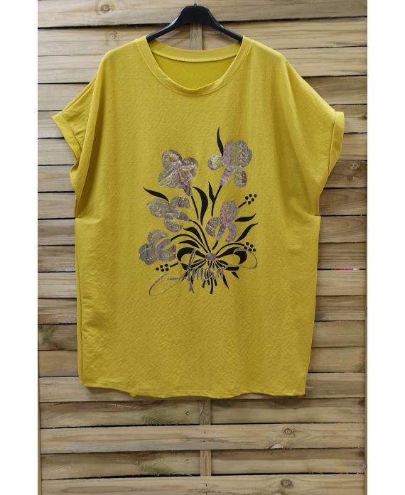 DI GRANDI DIMENSIONI T-SHIRT AFFOLLANO 0718 GIALLO