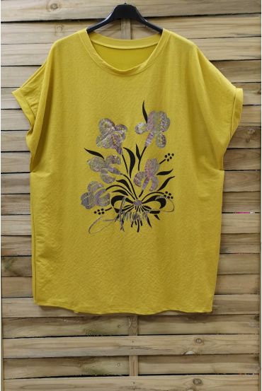 DI GRANDI DIMENSIONI T-SHIRT AFFOLLANO 0718 GIALLO