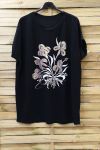 LARGE SIZE T-SHIRT FLOCKING 0718 BLACK