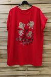 GRANDE TAILLE T-SHIRT FLOCAGE 0718 ROUGE