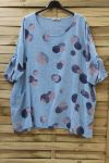 LARGE SIZE TUNIC PRINTED POCKETS 0714 AZURE BLUE