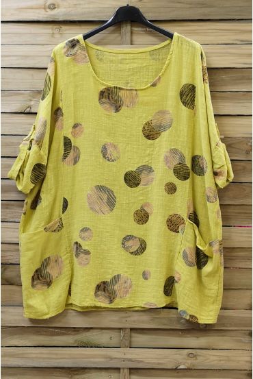 LARGE SIZE TUNIC PRINTED POCKETS 0714 YELLOW