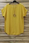 LARGE SIZE TOP HAS POLKA DOTS + NECKLACE 0719 YELLOW