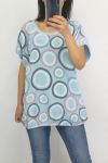 T-SHIRT LINEN PRINTS 0701 AZURE BLUE