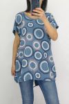 T-SHIRT LINEN PRINTS 0701 BLUE