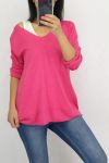 SWEATER 2 IN 1 BACK BUTTONS 0536 FUSHIA