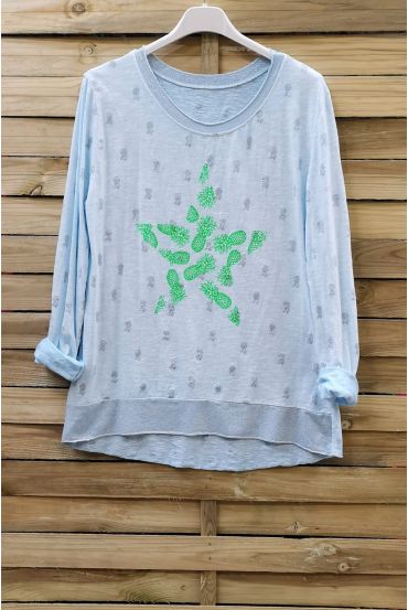 T-SHIRT ANANAS 6095 AZUR