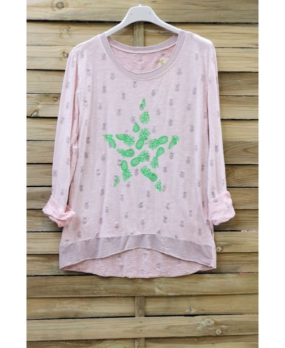 T-SHIRT, ANANAS-6095 ROSA