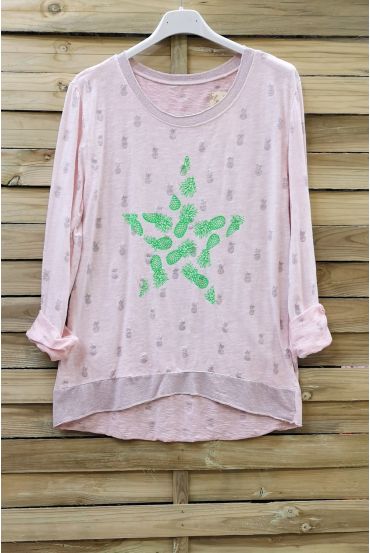 T-SHIRT, ANANAS-6095 ROSA